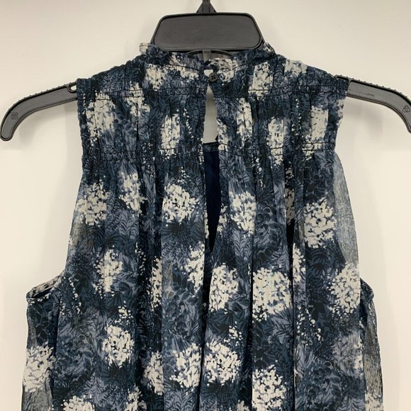 Joie Dress Blue Floral Baltic Print Sleeveless Mini Sheer Overlay - Picture 12 of 13